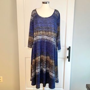 Avenue Long Sleeve Blue Knit Dress
